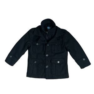 Kids Black Peacoat Jacket - Classic Winter Coat